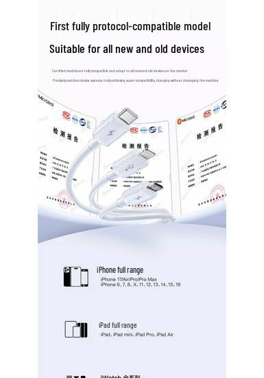 PISEN 100W 3-in-1 Fast Charging Cable, 6A for Apple and Huawei Devices