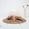 Straw Hat Women Summer Sunshade Wide Brim With Flower Pattern For Beach Vacation