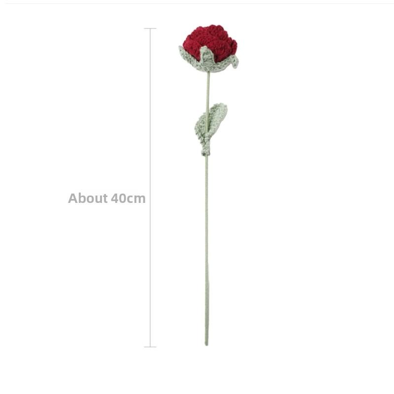 1PC Modern Elegance Simulation Flower Home Decoration Dining Table Knitted Rose Single Bouquet Wedding Artificial Flower