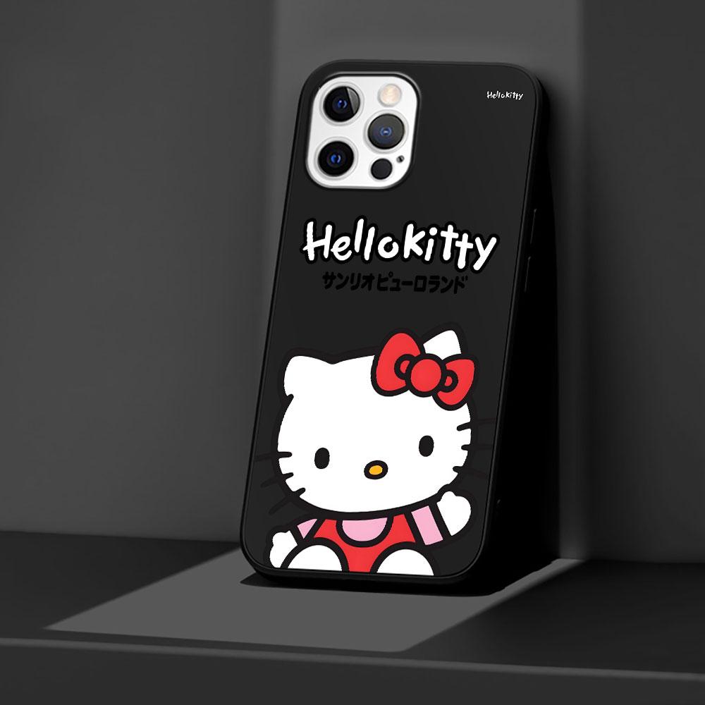 Cute Hello Kitty Case for Apple iPhone 13 14 Plus 11 12 Mini 15 Pro Max 7 8 SE 2020 X XS XR Silicone Black Soft Phone Cover