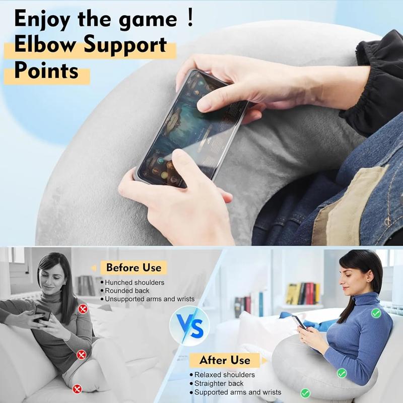 U-Shaped Memory Foam Reading Pillow for Bed Sofa, Removable Washable Cover, Backrest Cushion for Adults Study & Nap, Large Size