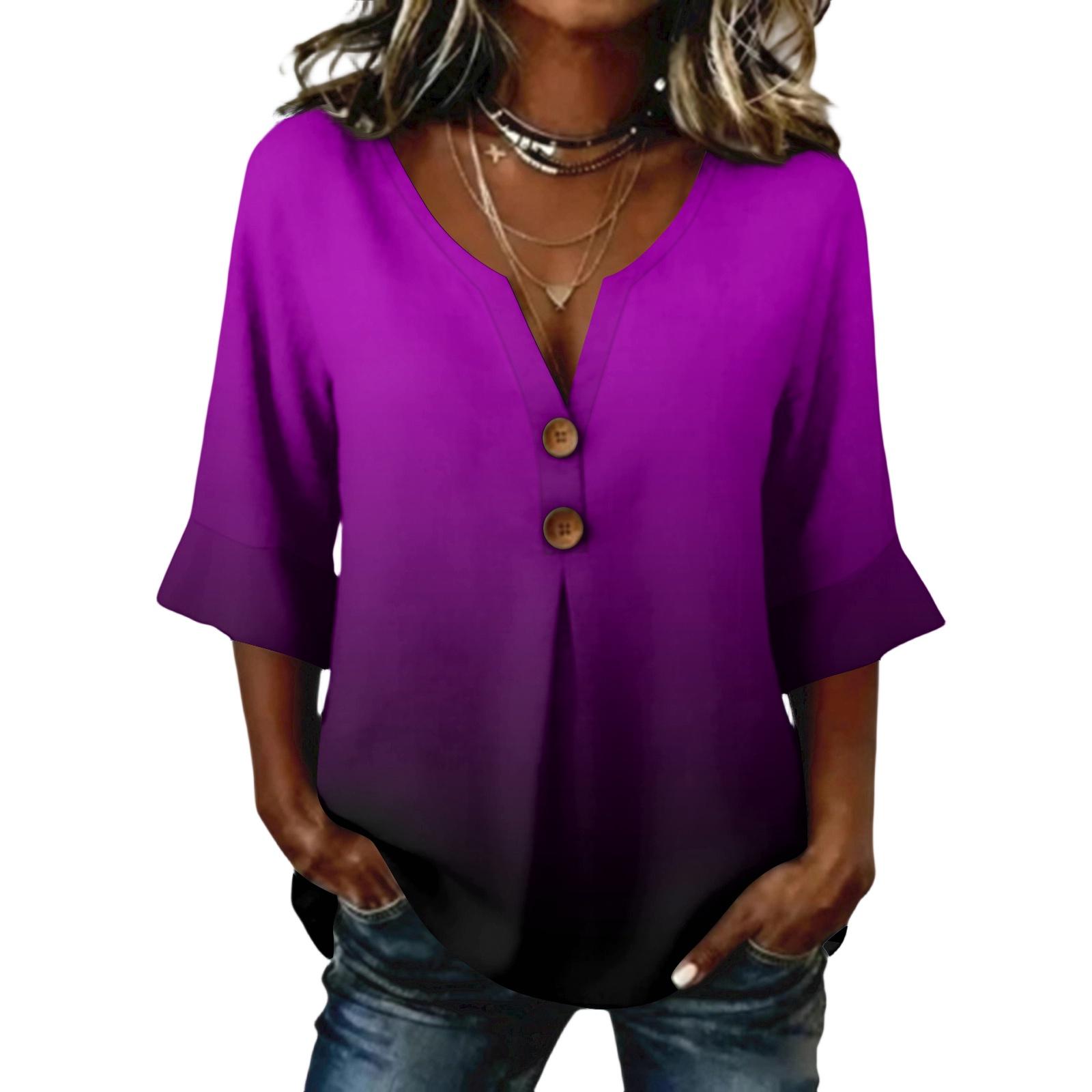 

Long Sleeve Shirts for Women Casual V Neck Womens Long Sleeve Tops with Button Front Long Sleeve Tops for Women Loose Fit Womens Long Sleeve T Shirts XXL
