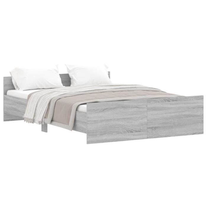 VidaXL Cadre de lit tête de lit et pied de lit gris sonoma 135x190 cm 3203794