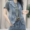 Women's Jacket Spring and Autumn Fashion Sleeveless Versatile Ladies Denim Vest Coat Short Elegant Female Tank Top