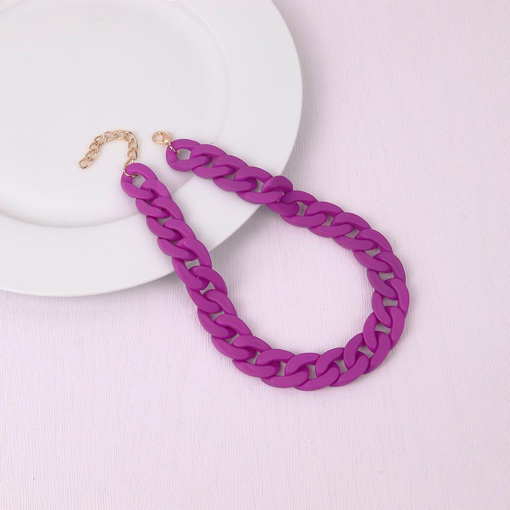 Statement Matte Colorful Chunky Acrylic Chain Necklace For Women Boho Resin Wide Chain Collar Choker Necklaces Pendant Jewelry
