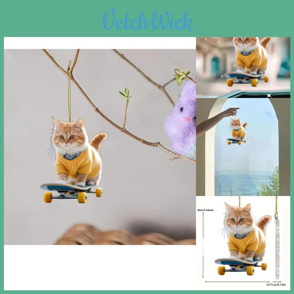Unik Akryl Flad Skateboard Kat Bil Dekoration Bedårende Tegneseriestil Til Indendørs Charme