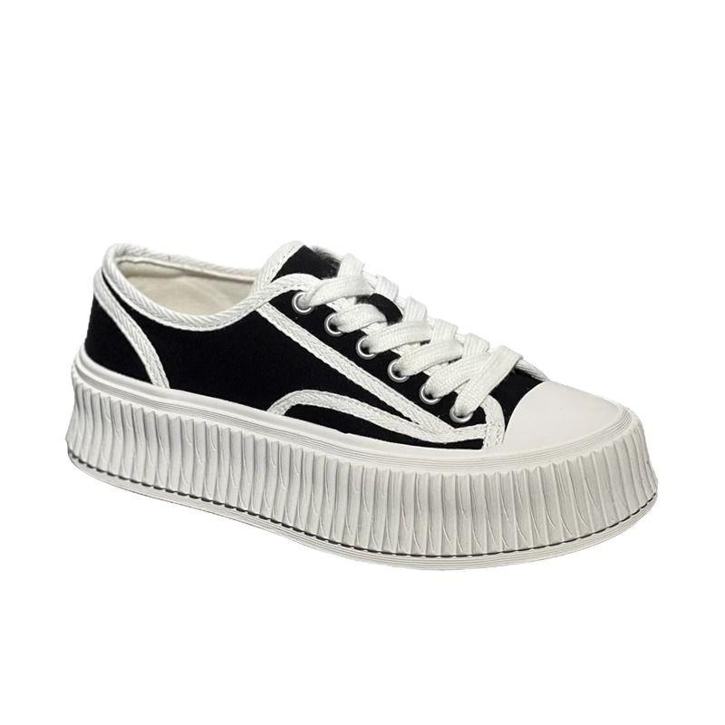 Xiaoxiangfeng platform casual canvas shoes women's 2025 spring new versatile muffin little white shoes heightening biscuit shoes