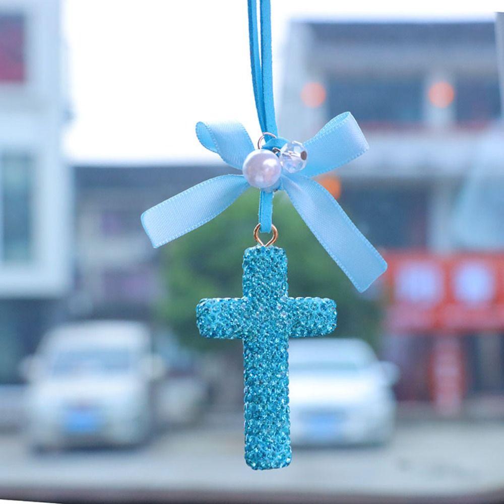 Sparkling Car Rearview Mirror Pendant Shiny Rhinestone Auto Hanging Ornament Auto Interior