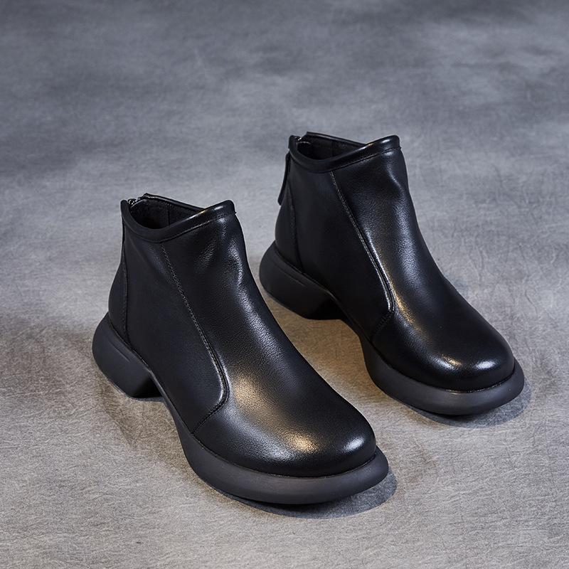 

Первый слой коровьей кожи короткие ботинки для женской осени и зимы 2025 новые ретро этнические кожаные челси маленькие кожаные ботинки для детей 35