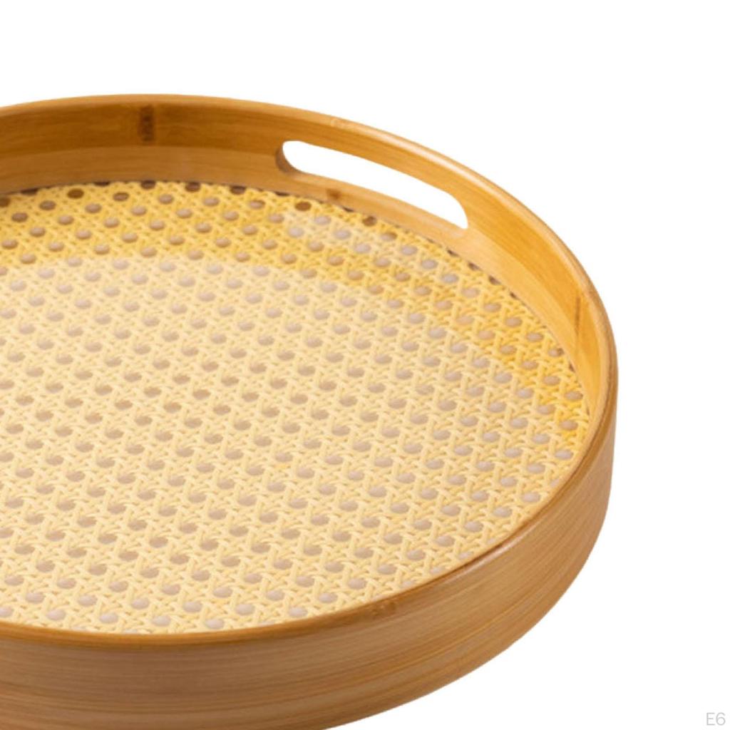 Bamboo Serving Tray with Handles Decorative Breakfast Fruit Dessert for Party