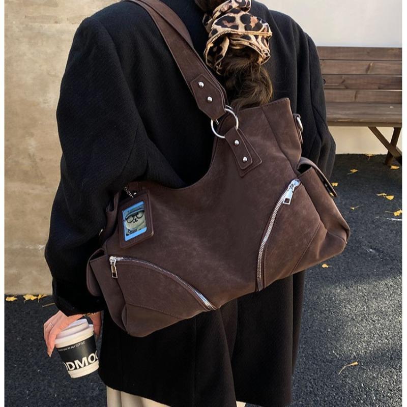 Casual Commuting Tote Bag, Girl Motorcycle Bag, Large Capacity Single Shoulder Crossbody Bag