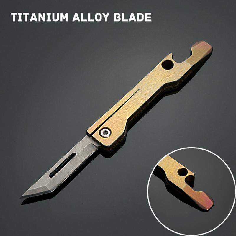 High Hardness Titanium Blade Mini Folding Knife Express Pocket Knives EDC Multipurpose Knife With Bottle Opener Screwdriver TooL