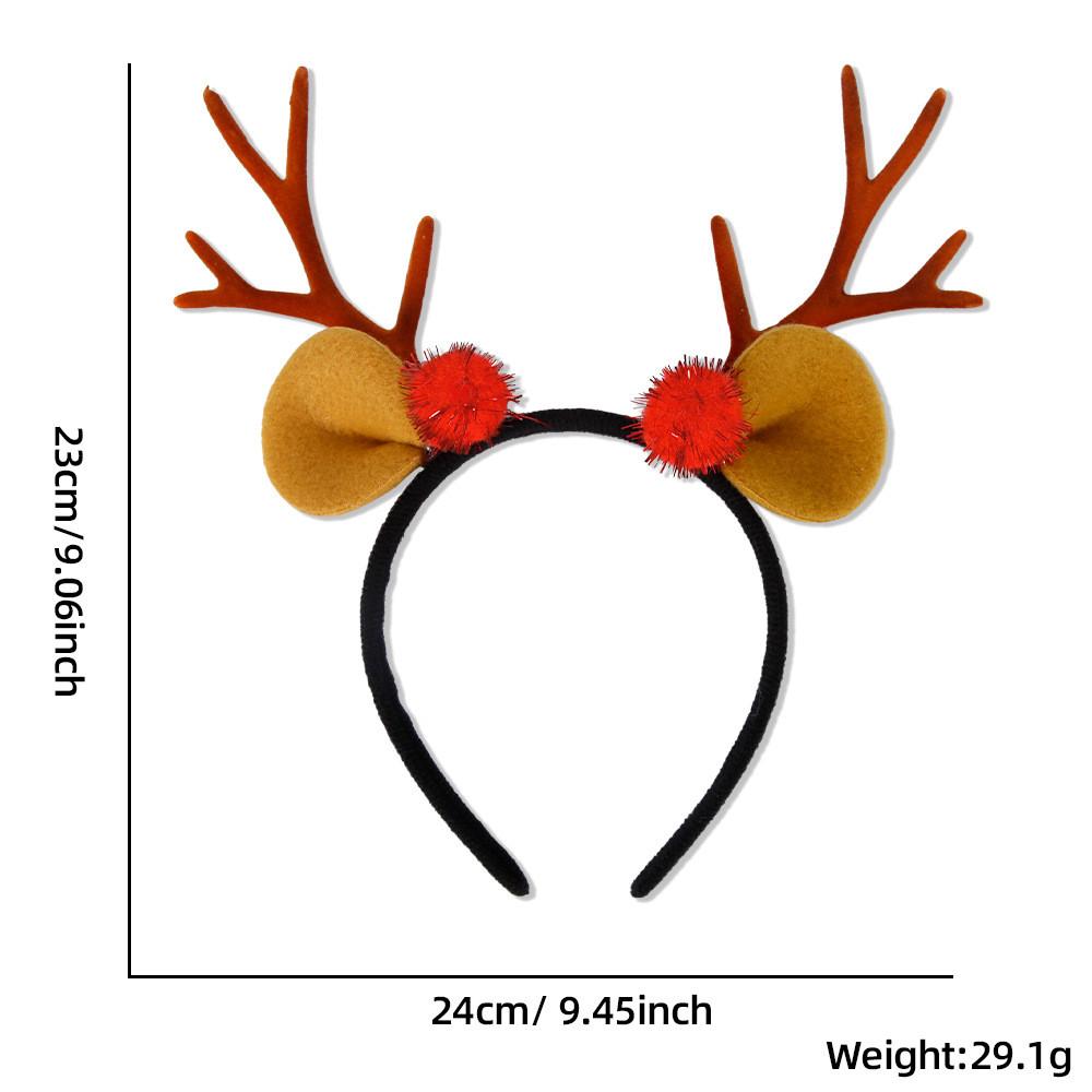 Brown Adorable Reindeer Antlers Headband With Red Pom Poms For Christmas Parties