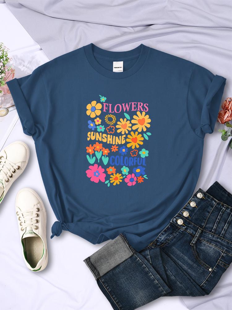 Blumen jeder Art blühen Damen T-Shirts Street Hip Hop Kreativität T-Shirt Kleidung Atmungsaktiv Lässig Damen Kurzarm