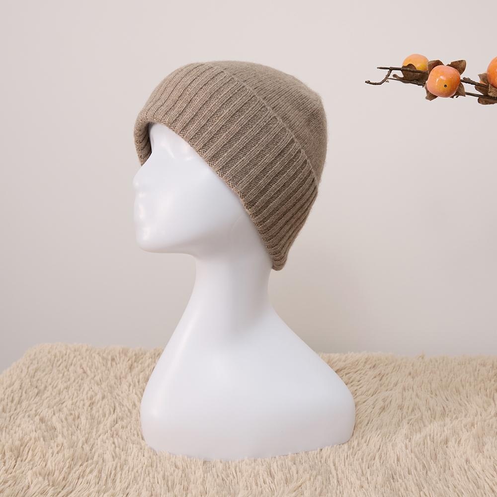 Manufacturer Custom logo Design Cashmere Winter Beanie Hat Women Plain Knit Warm Cuffed Pure Cashmere Beanie Cap One Size коричневый