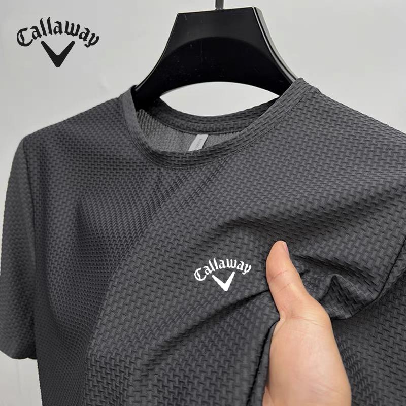 

Callaway Embroidery 2025 New Summer Brand T-shirt, High-quality Men s Short Sleeved Breathable Top, Business Casual Sweat Absorbing T-shirt XL
