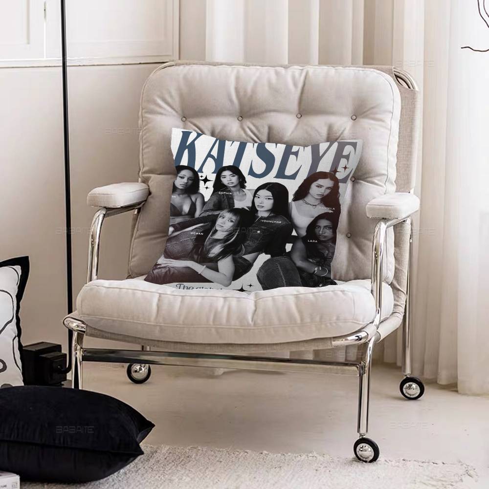K-KATSEYE Office Cushion Pillowcase Car Cushion Cover45X45CM Lumbar Pillowcase Sofa Pillowcover