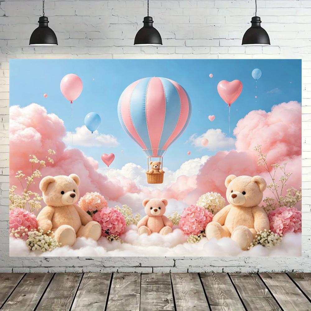 Teddybär Baby Geburtstagsparty Dekoration Fotohintergrund Babyparty Banner Kuchen-Zertrümmerung Foto Hintergrund Studio Requisiten