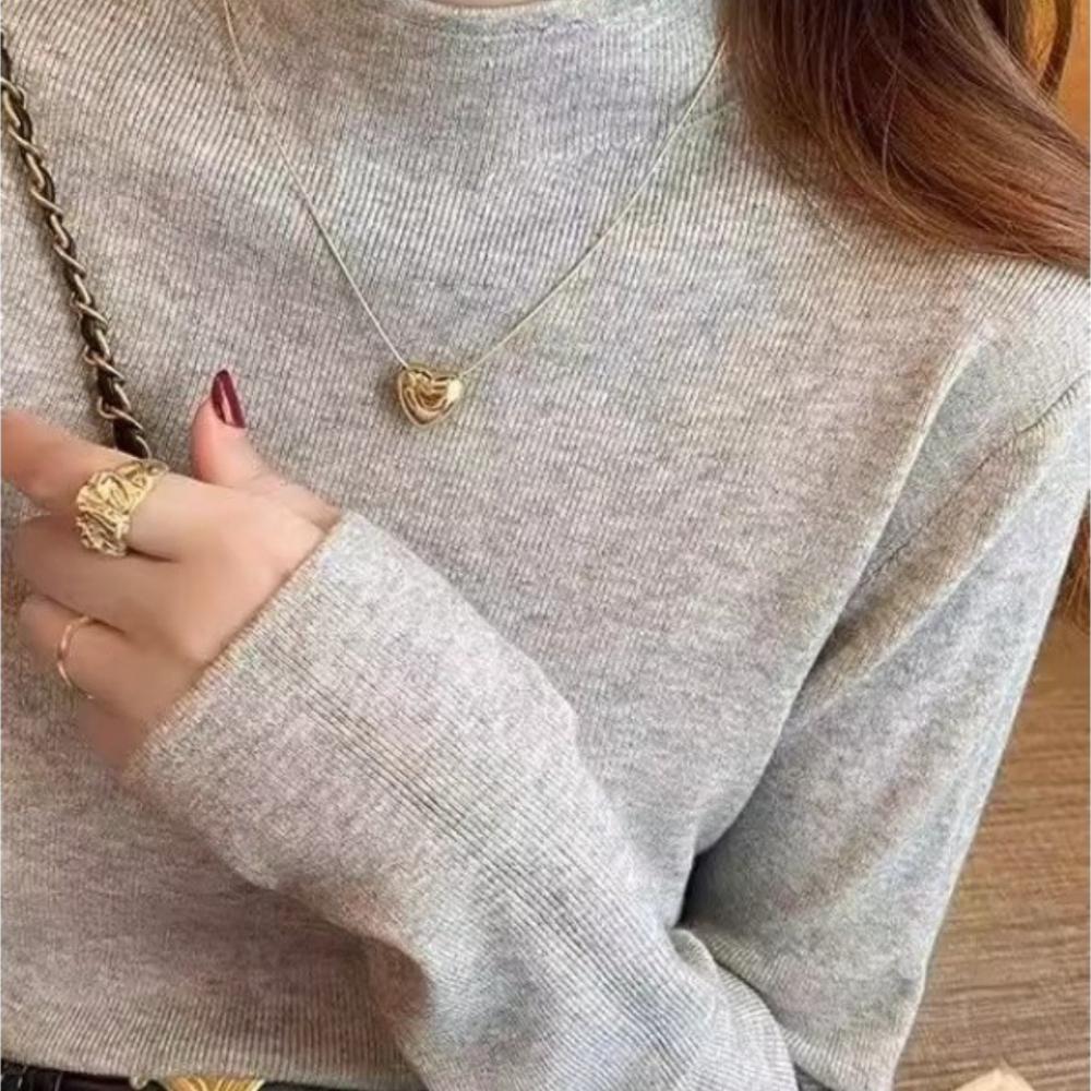 Il Nuovo Stile Autunnale di Maglione Lavorato a Maglia di Alta Gamma, Elegante, a Girocollo, Morbido e a Maniche Lunghe È un Maglione Leggermente Formoso e Snellente per Donne