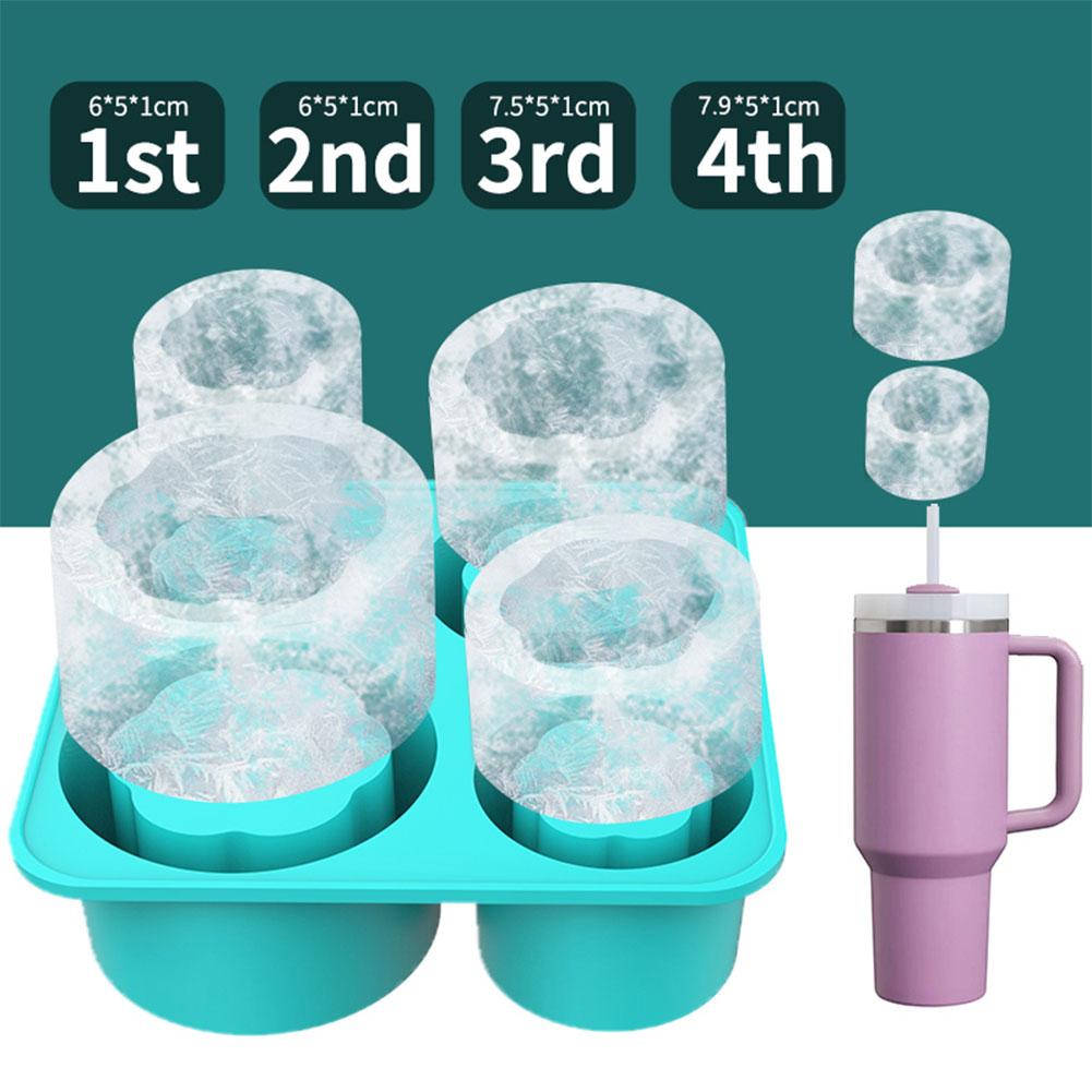 Cylinder Ice Cube Maker with Lid Ice Making Tray Silicone Circle Ice Maker for Cup 14oz 20oz 30oz 40oz