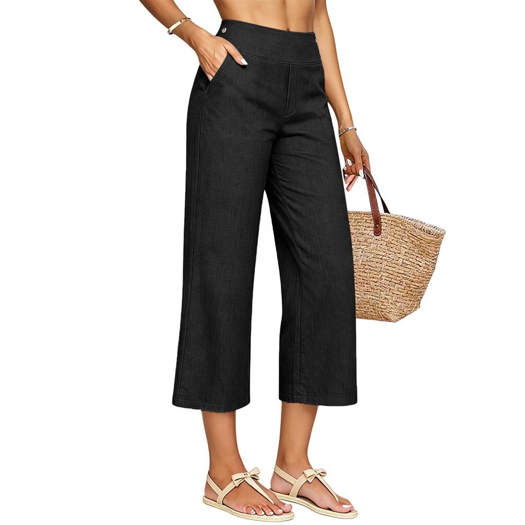 Pantaloni Larghi Casual e alla Moda da Donna con Tasche