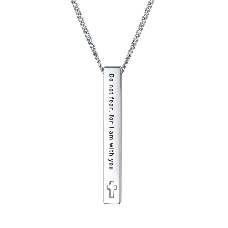 Stainless Steel and Titanium Long Strip Bible Lady Necklace