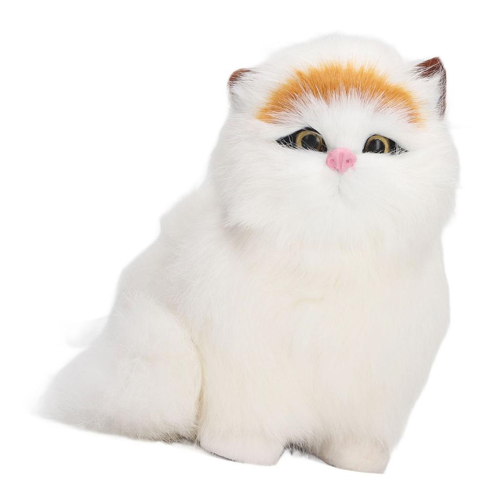 Synthetic Fur Cat Statue Home Funny Exquisite Cute Simulated Furry Cat Figurine Show Window