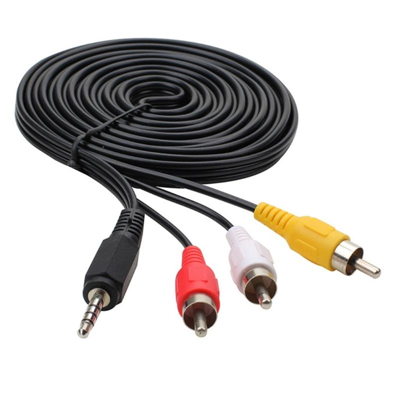 3.5mm Male to 3RCA Male AV Cable Delivering Uncompressed Sound Video Quality Across Multiple Platforms