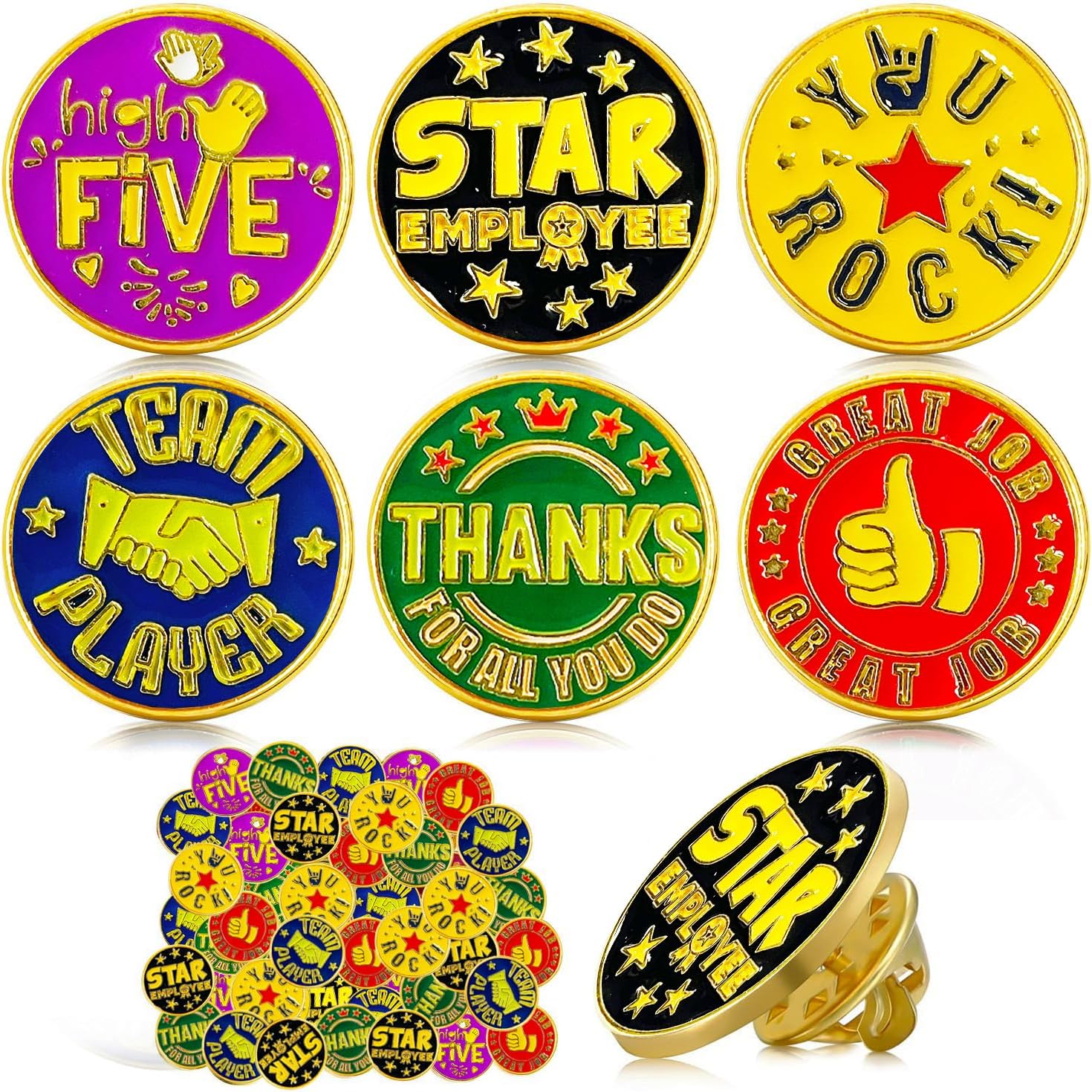 48 Pcs Recognition P Employee of The Month Lapel Pin Employee Appreciation Enamel P Bulk for Award Employees Staff Team Gift Colorful