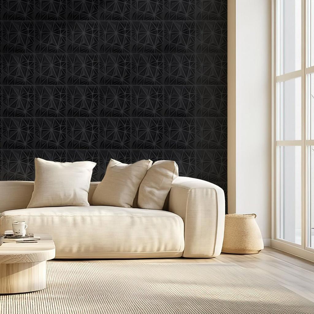 3D Wall Panels 33-Pack 11.81x11.81'' PVC 32 Sq.Ft Coverage Diamond Black