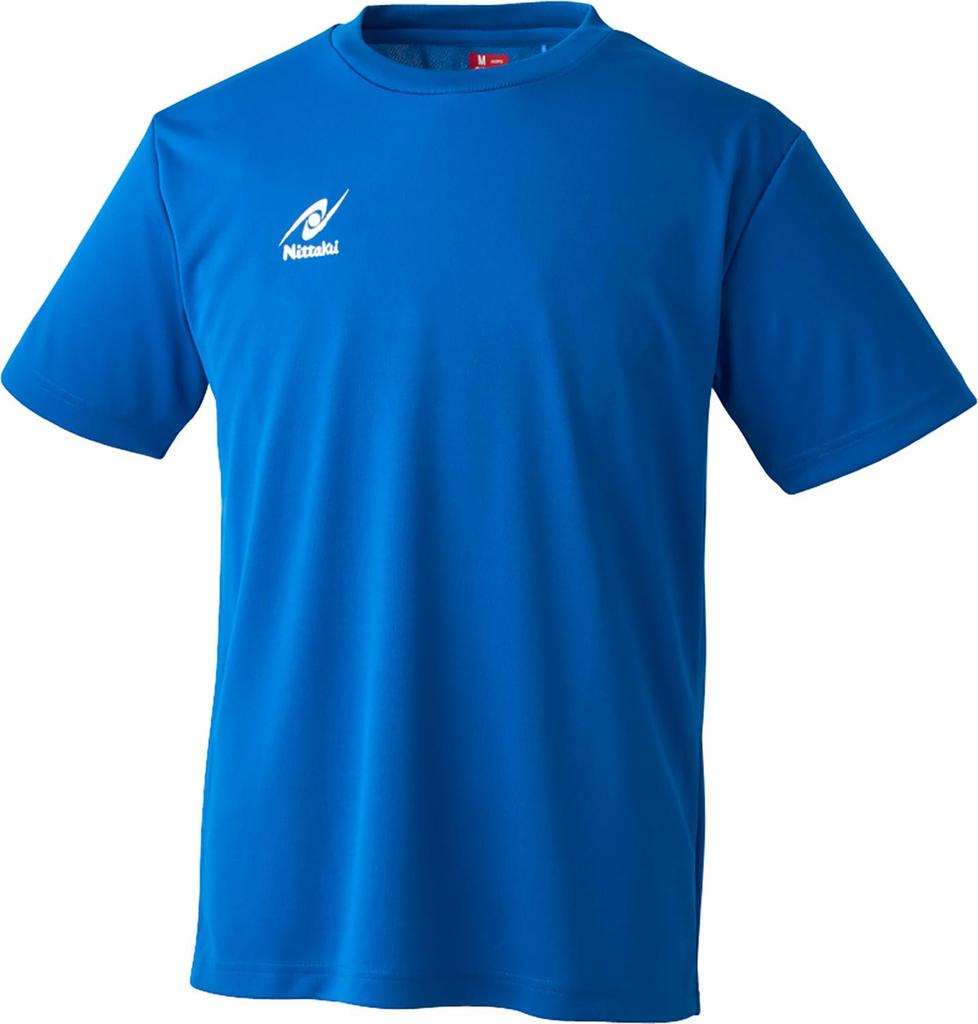 Nittaku Table Tennis Short Sleeve Dry Size L Shirt, Unisex, Moisture-Wicking, Quick-Drying, Lightweight, T-Shirt, Blue,