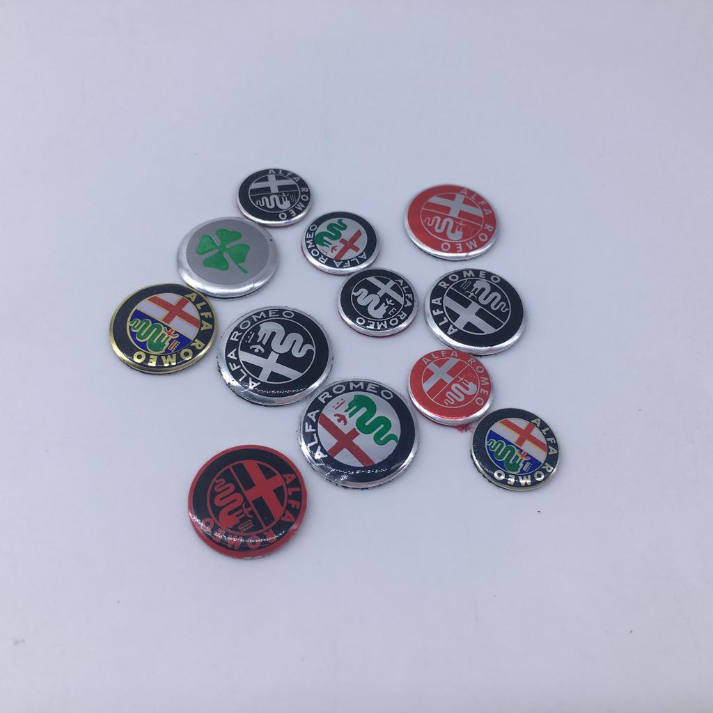 BQVLT1 2pcs11mm 14mm 15mm ForAlfa Romeo 159 147 156 Giulietta GT Aluminium Car Key Emblem StickersMito Brera Giulia F1 Stelvio Volante