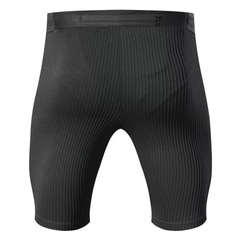Men High Waist Ribbed Compression Running Shorts Quick Dry Athletic Tight Bottom M