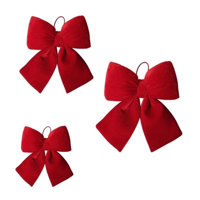 3Pcs Soft Velvety Bowknot Ornament Christmas Tree Decoration For Mantels Door Wreath Wrapping Wedding Holiday Decoration