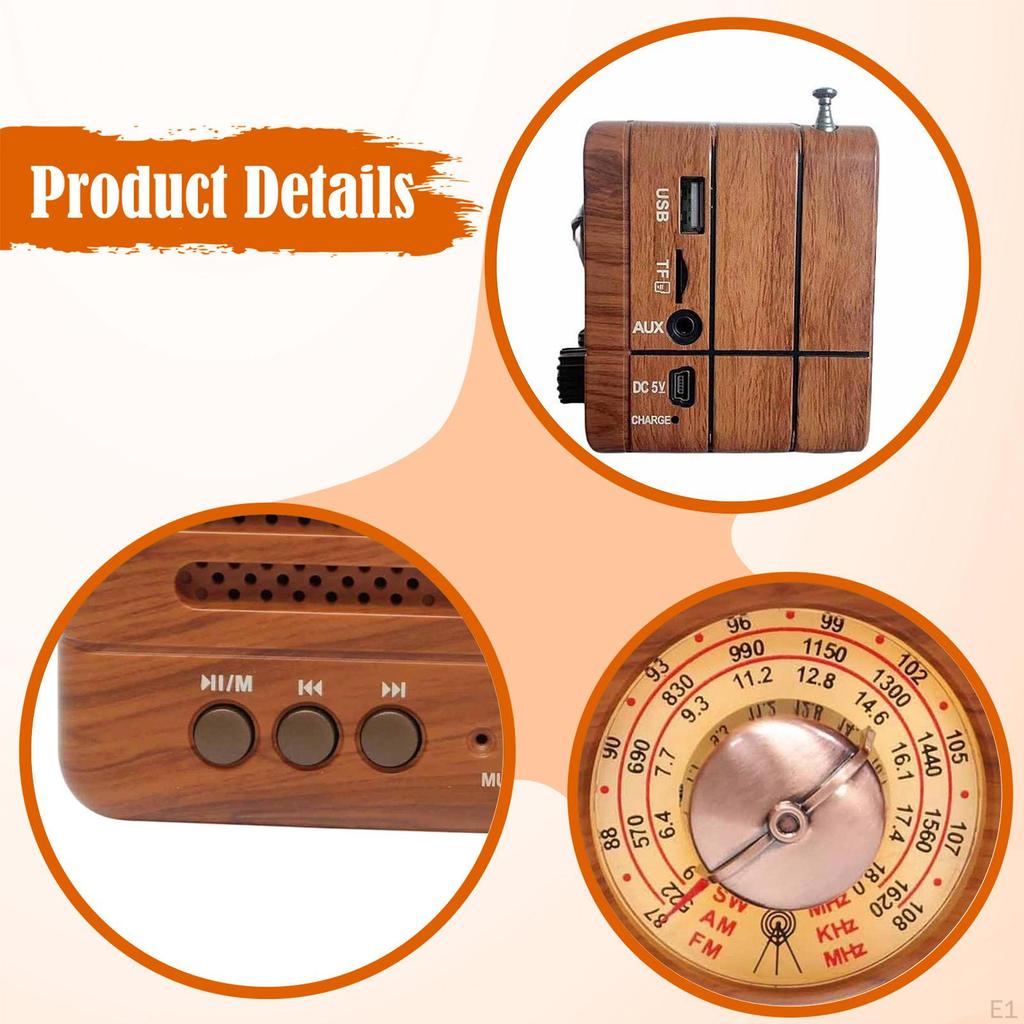 Retro Bluetooth Speaker with Radio Sturdy Home Decor for Outdoor Travel