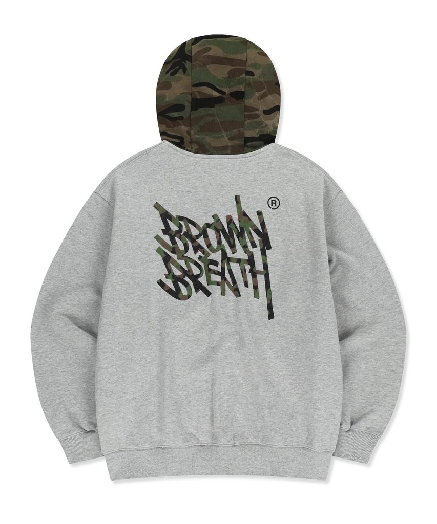 Brownbreath Tag Camo Block Hood Zip Up - Melange Gray