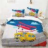 Cartoon Car King Queen Duvet Cover Cute Red Toy Sports Cars Bedding Set Kids Police Car Fire Truck Bedclothes Children Bedroom
