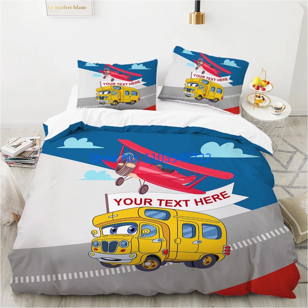 Cartoon Car King Queen Duvet Cover Cute Red Toy Sports Cars Bedding Set Kids Police Car Fire Truck Bedclothes Children Bedroom