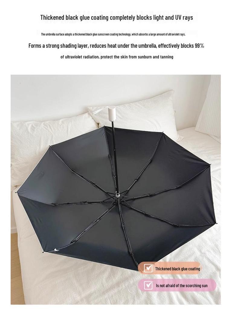 Chic Student Folding Umbrella: UV Protection, Dual-Use Automatic Sunshade