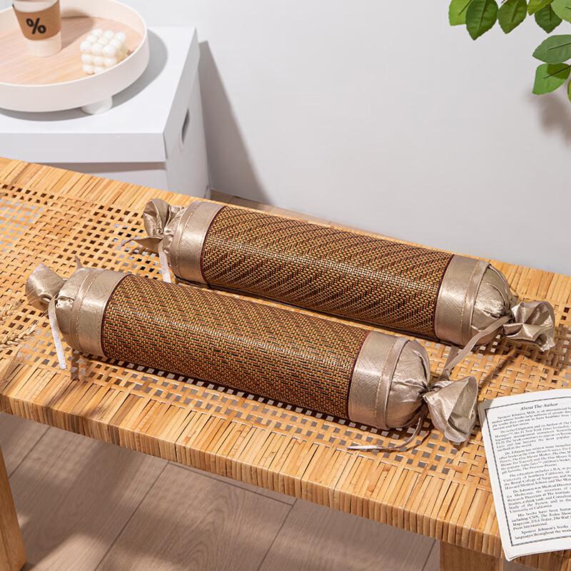 OLOMM Summer Cooling Rattan Cylindrical Pillow