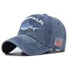 Retro Cap Peaked Style Shark Embroidered Baseball Cap Large Brim Adjustable Size