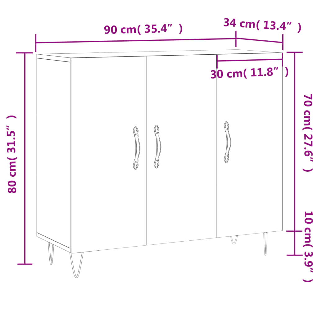 Sideboard Sonoma Oak 90 X 34 X 80 Cm Particleboard