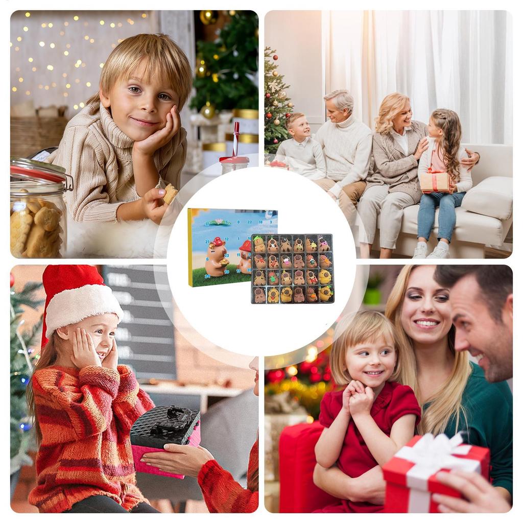 Ημερολόγιο Αντίστροφης Μέτρησης Χριστουγέννων Καπιμπάρα 24 Ημέρες Ημερολόγιο Αντίστροφης Μέτρησης Χριστουγέννων με Συλλεκτικές Φιγούρες για Δώρα Πάρτι Χριστουγεννιάτικες Διακοσμήσεις