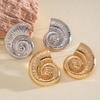 Retro European & American Conch Texture Silver Needle Stud Earrings - High-end, Creative Metal Style, Personalized Niche Ear Ornaments