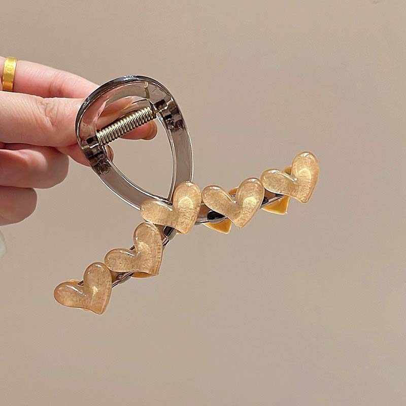 Korean Jelly Pink Acrylic Heart Hair Claws For Women  New Trendy Large Ponytail Hair Clip Headwear Hair Accessories