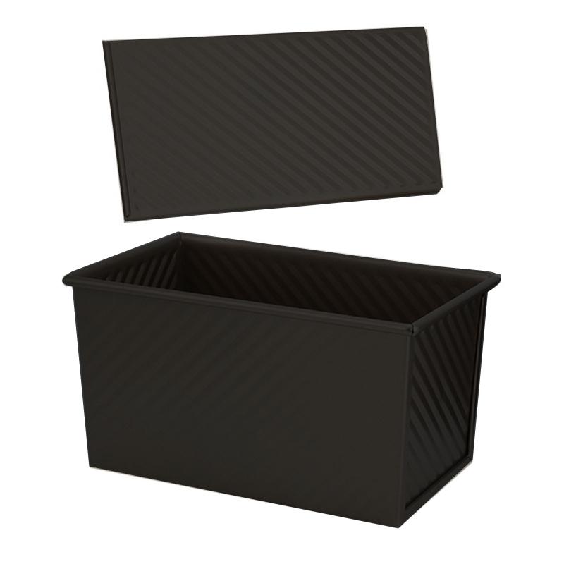 Nonstick Carbon Steel Loaf Pan Corrugated Bread Toast Box Mold with Lid Rectangle Bread Baking Mould with Air Vent 1 чёрный