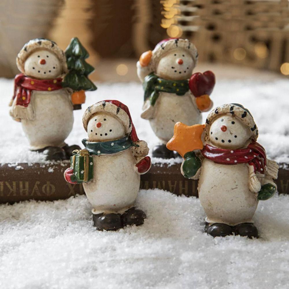 Painted Desktop Ornament Creative Mini Snowman Toy Christmas Snowman Ornament Xmas Decoration