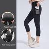 Mesh Pocket Fitness Pants Calf Length Sports Leggings Yoga Cropped Pants Running