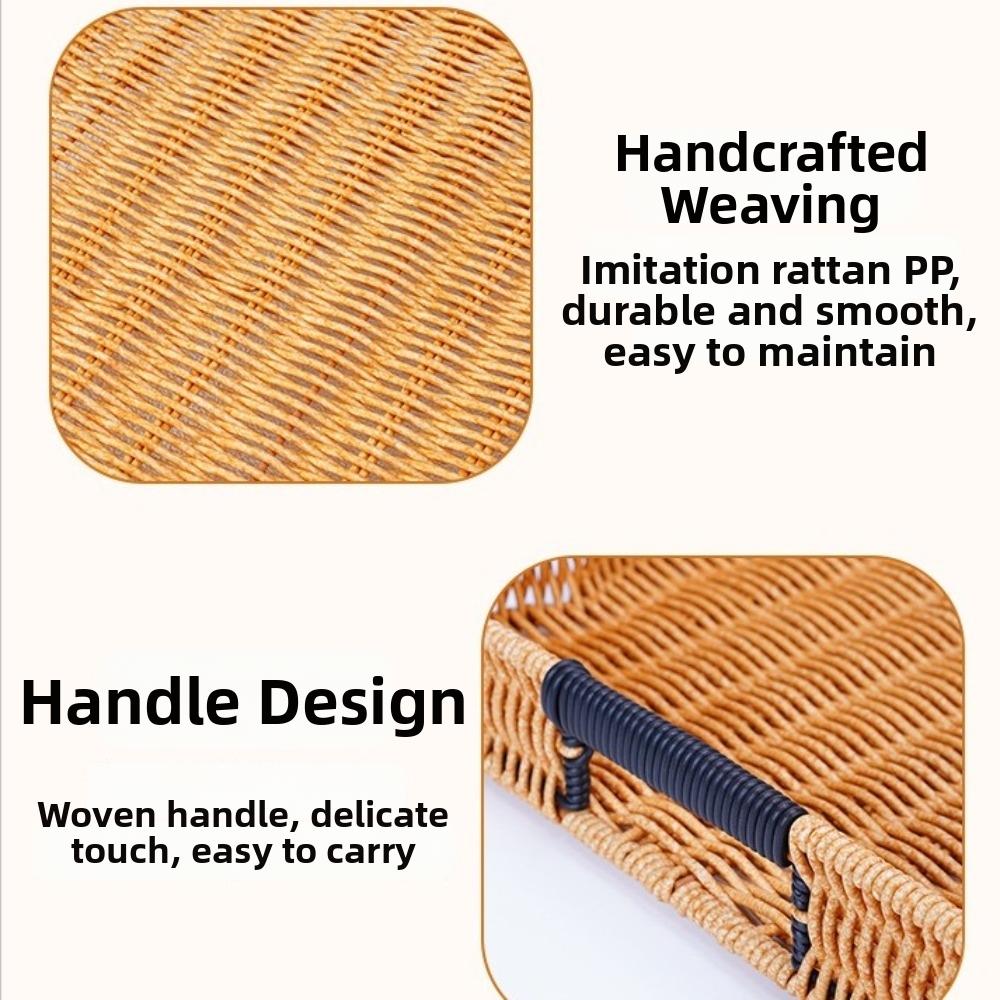 Retro-Stil Weiden-Serviertablett Handgeflochtenes Kunststoff-Rattan-Aufbewahrungstablett Küchenaufbewahrung