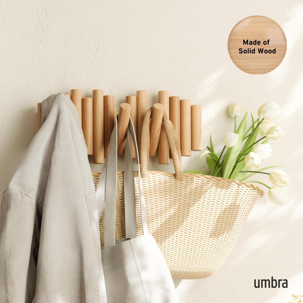 Umbra Wall Hooks, Wall Hanger, 5-Hook Set, Natural, PICKET 21011471390